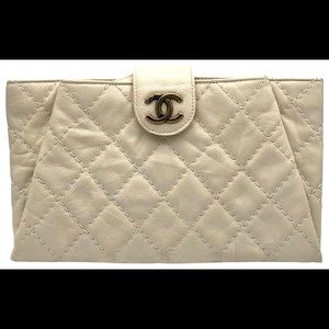 Chanel Coco Pleats Leather Clutch Bag